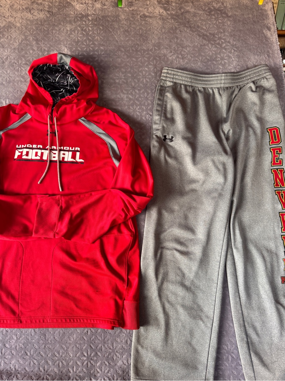 Under Armour Red Hoodie with Gray Denver Logo Sweatpants